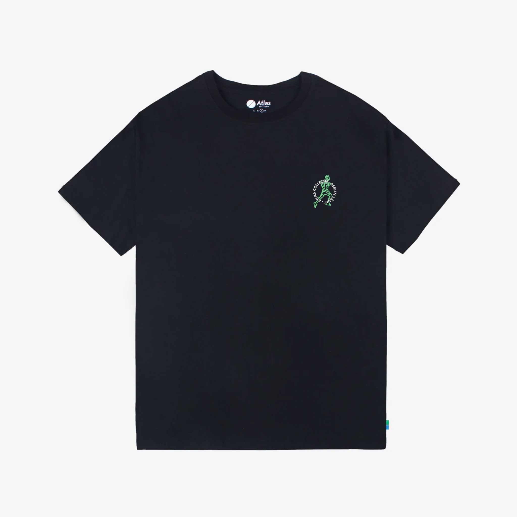 BRLN 50th MRTHN Organic Tee, black, celebrates Berlin Marathon with eco-friendly cotton.